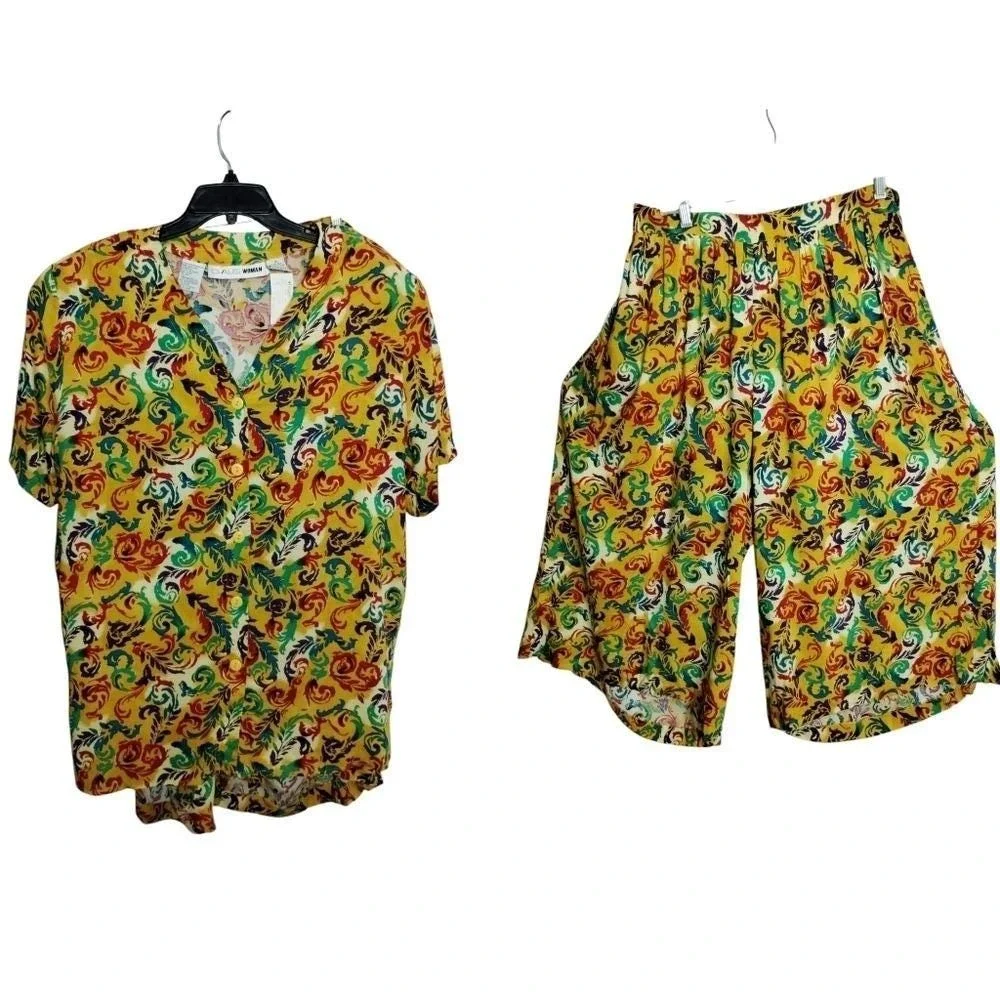 Vintage 80's CHAUS WOMEN Festival  Top & Barrel Pants size 18/ 20 Dopamine Artsy